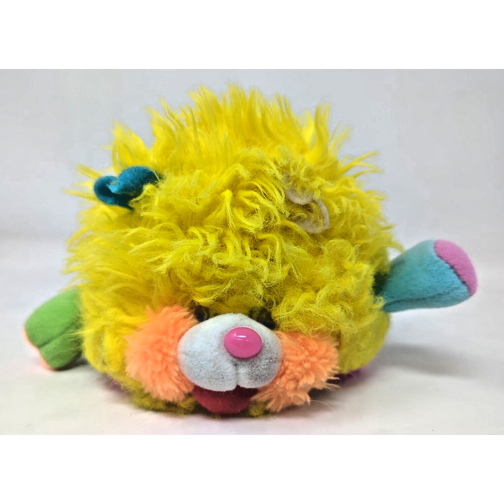 Vintage 1986 Mattel Puffling Popples Yellow & Pink Stuffed Plush Toy